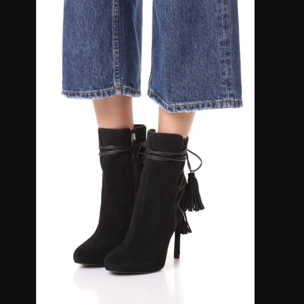 Schutz Briella Black Suede Ankle Boot
